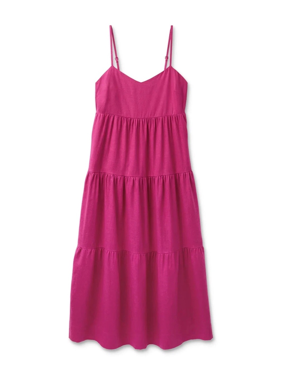 CAbi Fuchsia Tiered Maxi Dress with Spaghetti Straps Kathleen Medium New - Picture 2 of 2